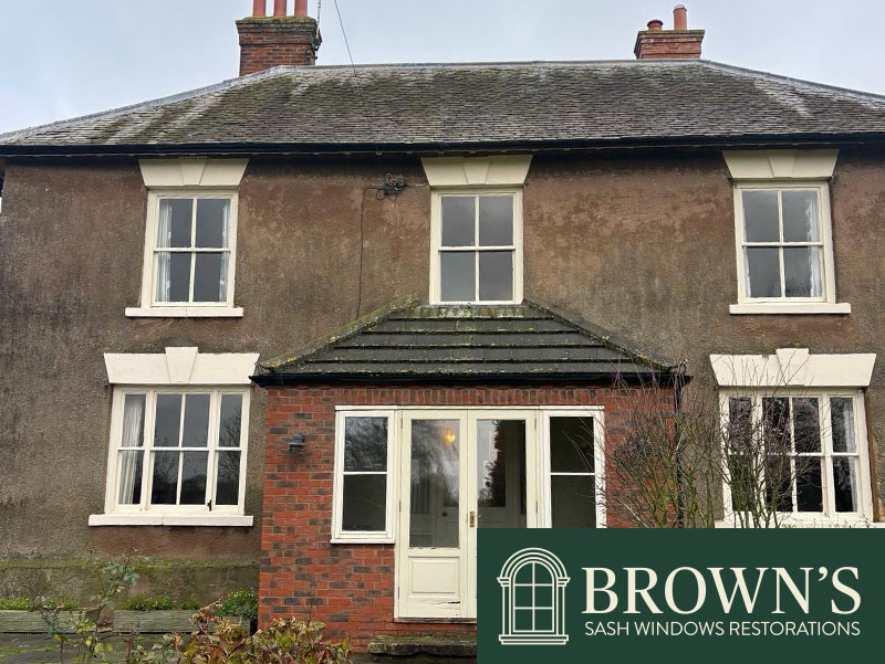 sash window restoration Kneesall Nottinghamshire farmhouse